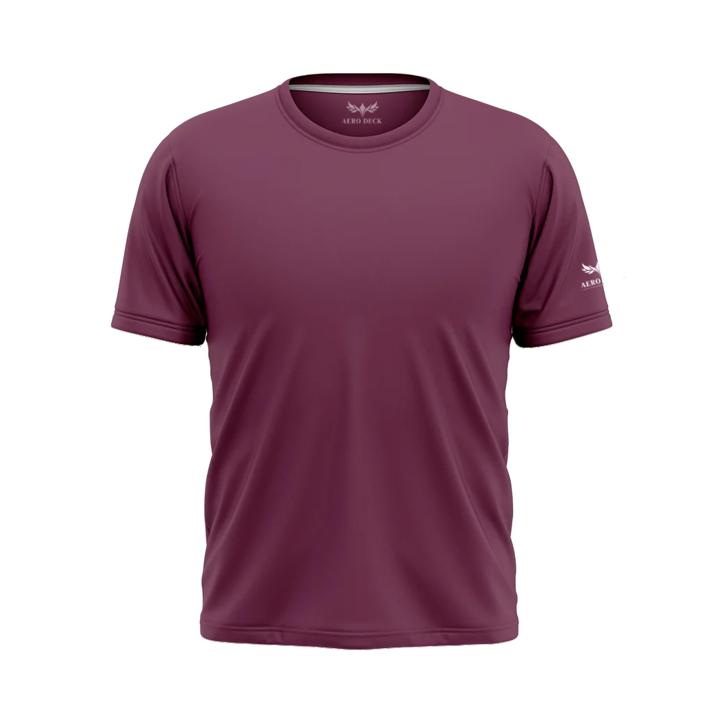 Aero Deck Cotton Jersey Signature Studio Crew Burgundy Color T-Shirt AERODECK APPARELS