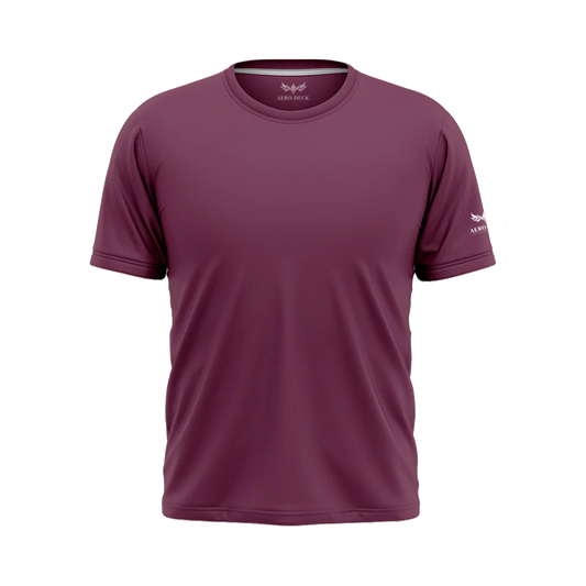 Aero Deck Cotton Jersey Signature Studio Crew Burgundy Color T-Shirt AERODECK APPARELS