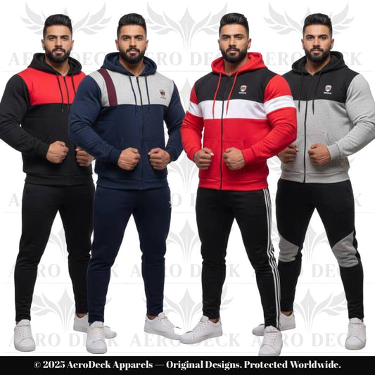 Men’s Premium 4-Hoodie Bundle – Soft Fleece Comfort, Modern Color Panels, Zip-Up Style