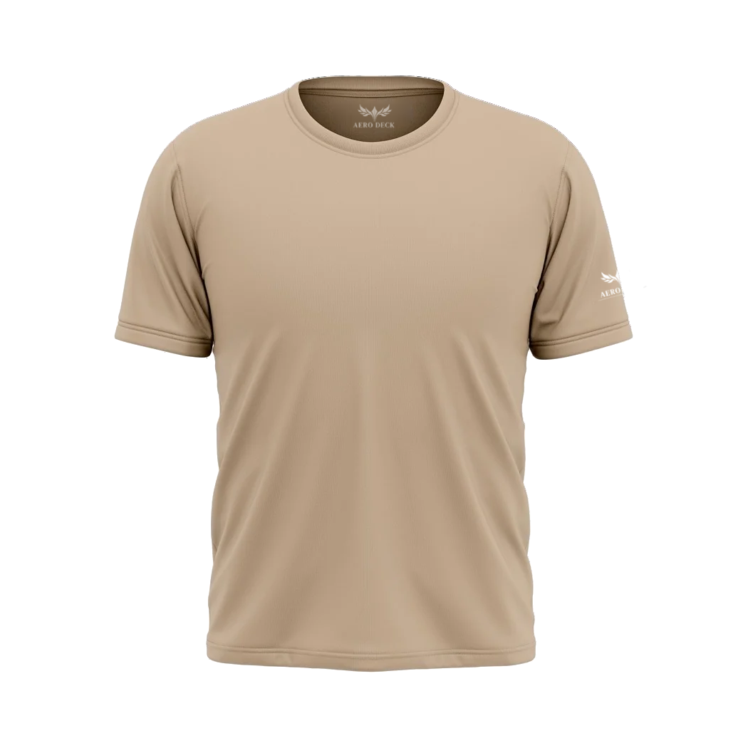 Aero Deck Cotton Jersey Signature Studio Crew Beige Color T-Shirt AERODECK APPARELS