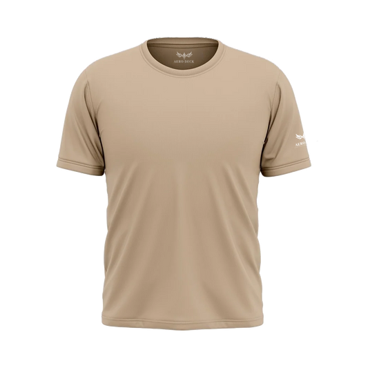 Aero Deck Cotton Jersey Signature Studio Crew Beige Color T-Shirt AERODECK APPARELS