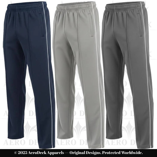 Pack of 3 Aero Deck Blue, Grey and Charcoal Color Urban Leisure Terry Pant Trousers AERODECK APPARELS