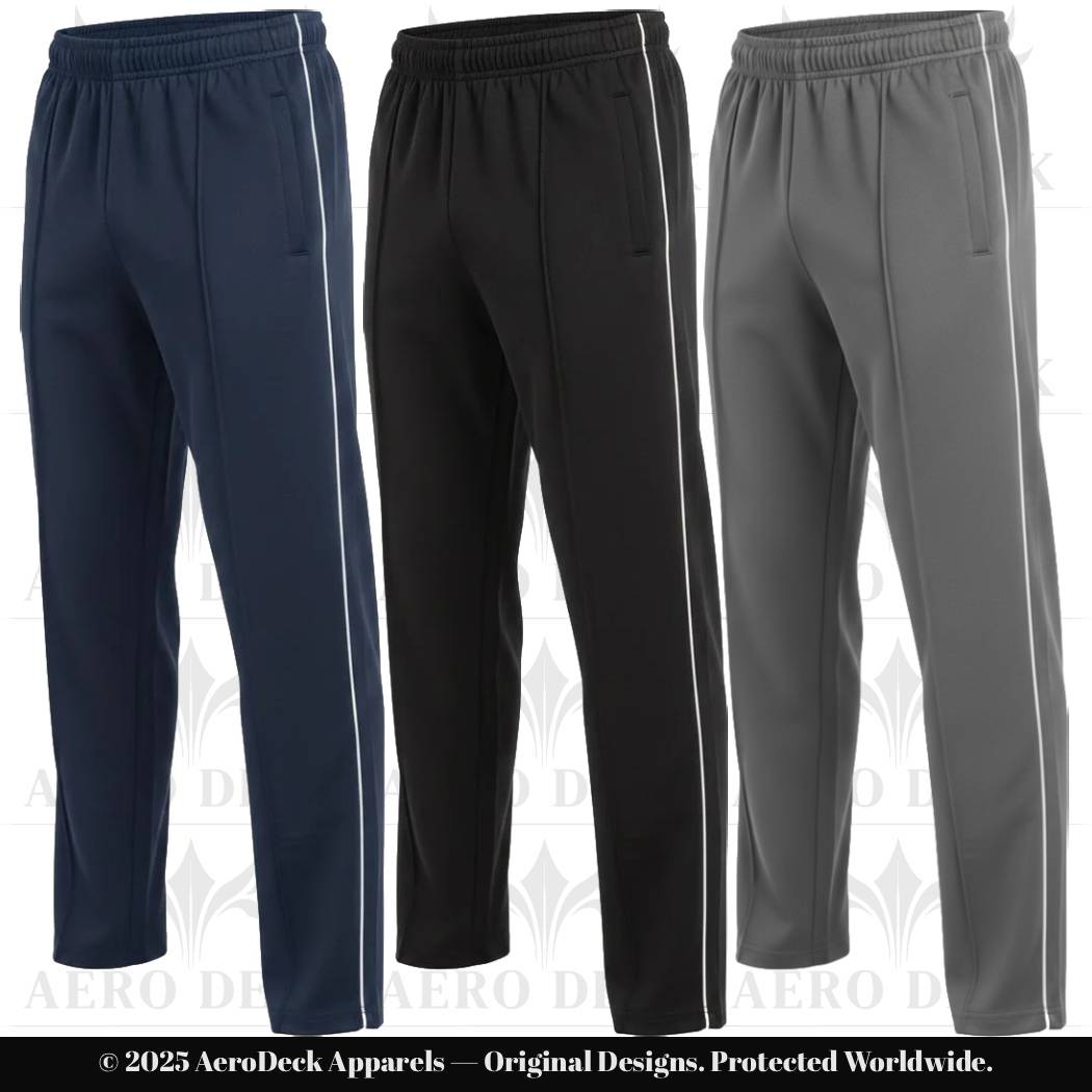 Pack of 3 Aero Deck Black, Blue and Charcoal Color Urban Leisure Terry Pant Trousers AERODECK APPARELS
