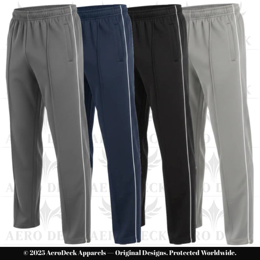 Pack of 4 Aero Deck Black, Blue, Grey and Charcoal Color Urban Leisure Terry Pant Trousers AERODECK APPARELS