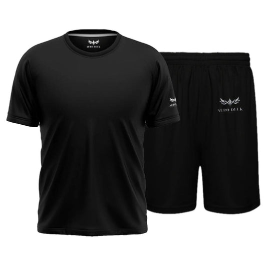AeroDeck Essential Performance Black Color T-Shirt & Black Color Jogger Short Set AERODECK APPARELS