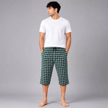 Aerodeck Men's Premium Checkered Cotton 3-Quarter Lounge Short AERODECK APPARELS