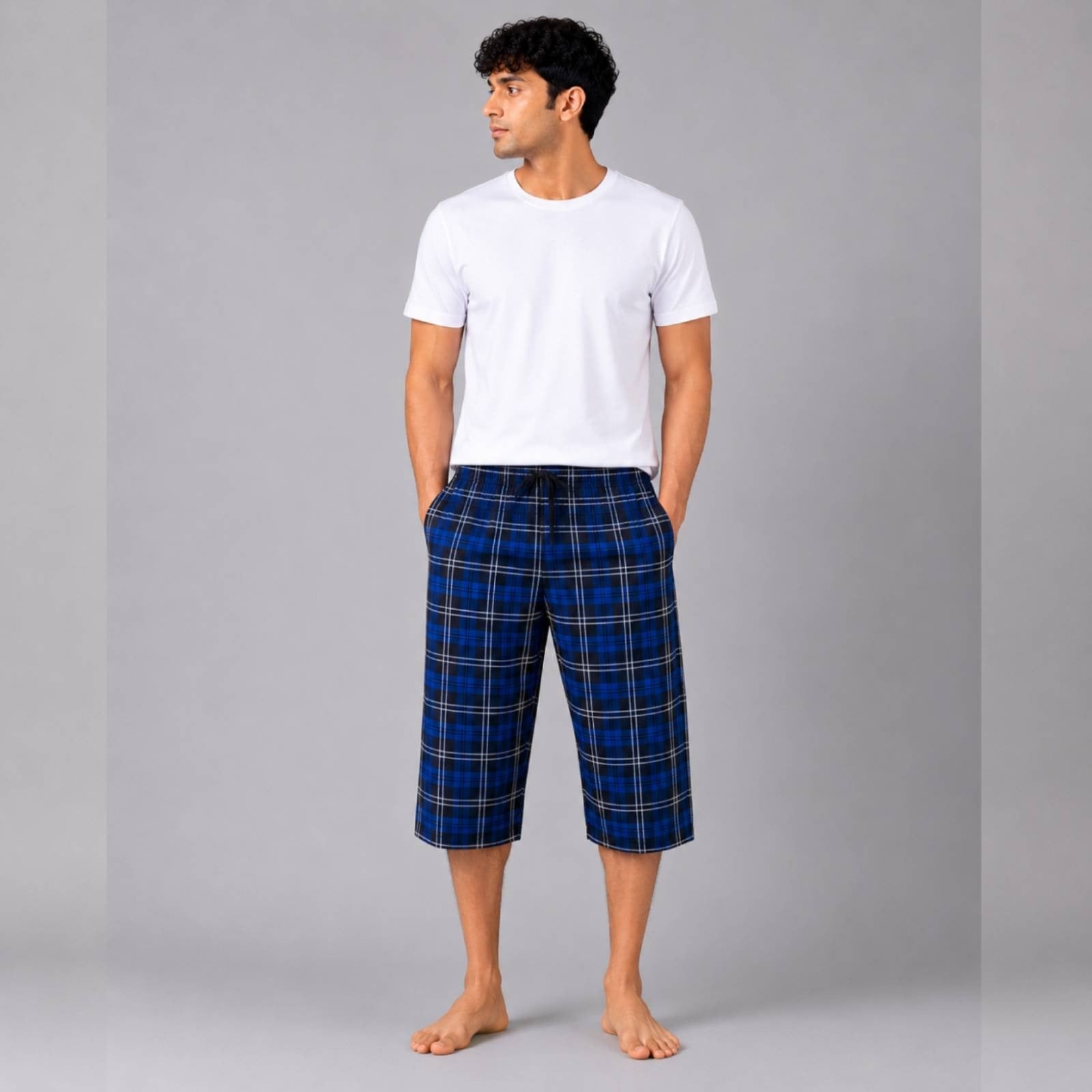 Aerodeck Men's Premium Checkered Cotton 3-Quarter Lounge Short AERODECK APPARELS