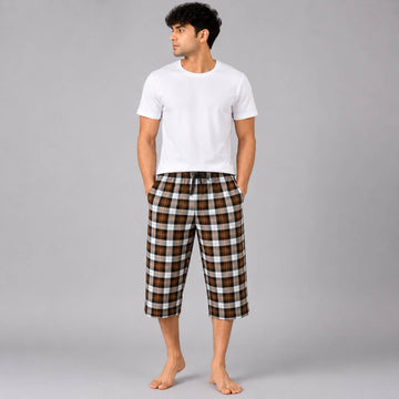 Aerodeck Men's Premium Checkered Cotton 3-Quarter Lounge Short AERODECK APPARELS