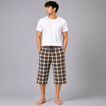 Aerodeck Men's Premium Checkered Cotton 3-Quarter Lounge Short AERODECK APPARELS