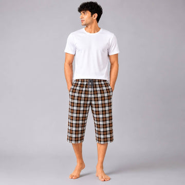 Aerodeck Men's Premium Checkered Cotton 3-Quarter Lounge Short AERODECK APPARELS
