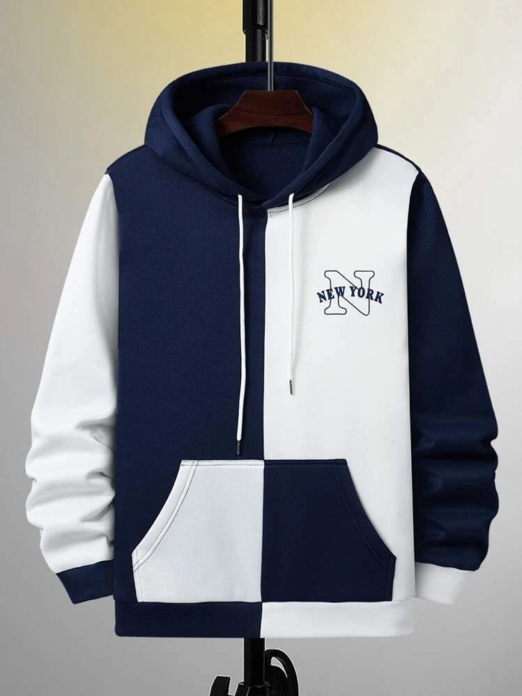 AERODECK APPARELS men's navy and white fleece hoodie and trouser tracksuit set