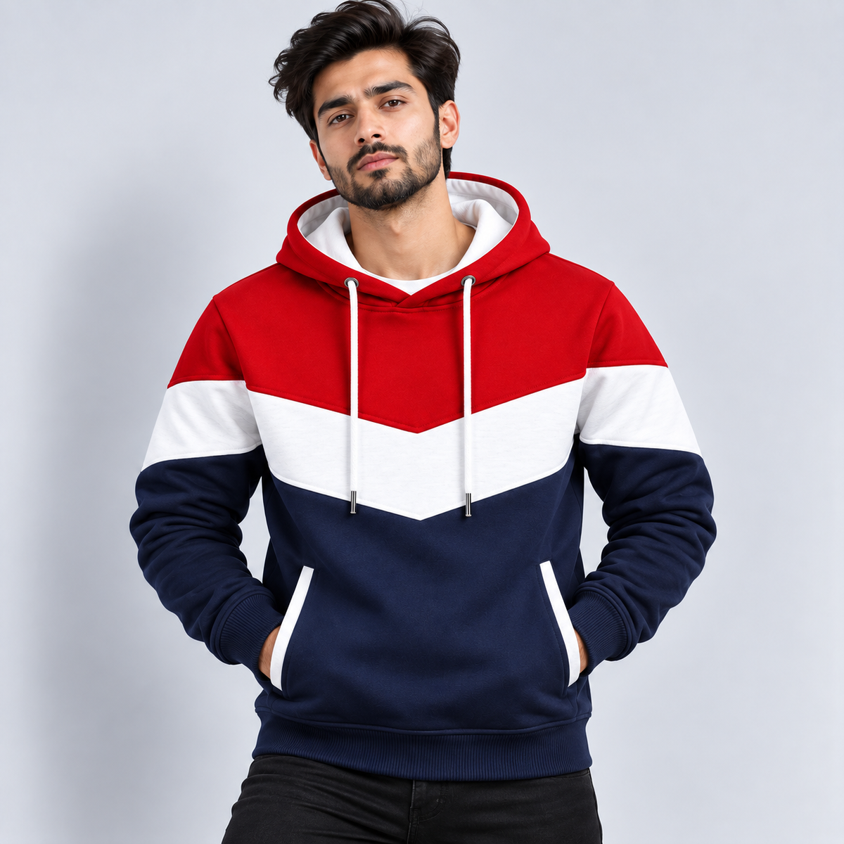 AeroDeck Crimson Chevron V-Block Hoodie (Code # AD-12) AERODECK APPARELS