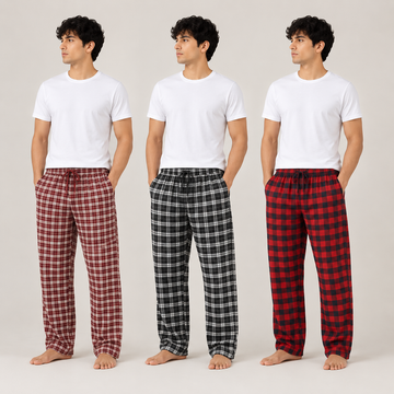 Men's Premium Checkered Pajama Trousers 3-Pack AERODECK APPARELS