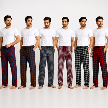 Men's Classic Check Pajama Trousers 6-Pack AERODECK APPARELS